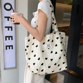 Heart Print Applique Tote Bag / Crossbody Bag / Handbag / Makeup Pouch